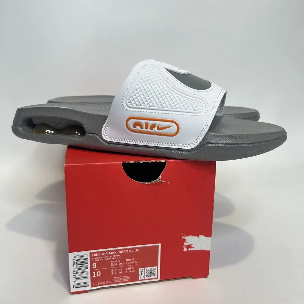 Nike Max Cirro Slides Sandals “White Gray Orange Platinum” 2024